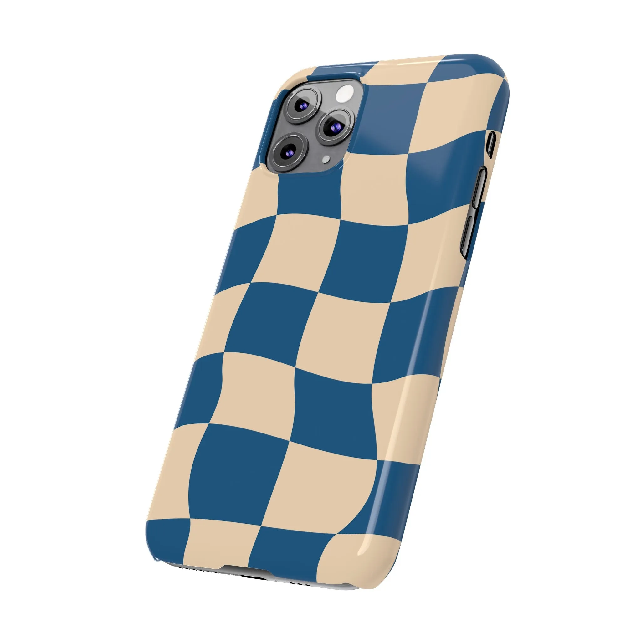 Blue & Cream Checker Iphone Case