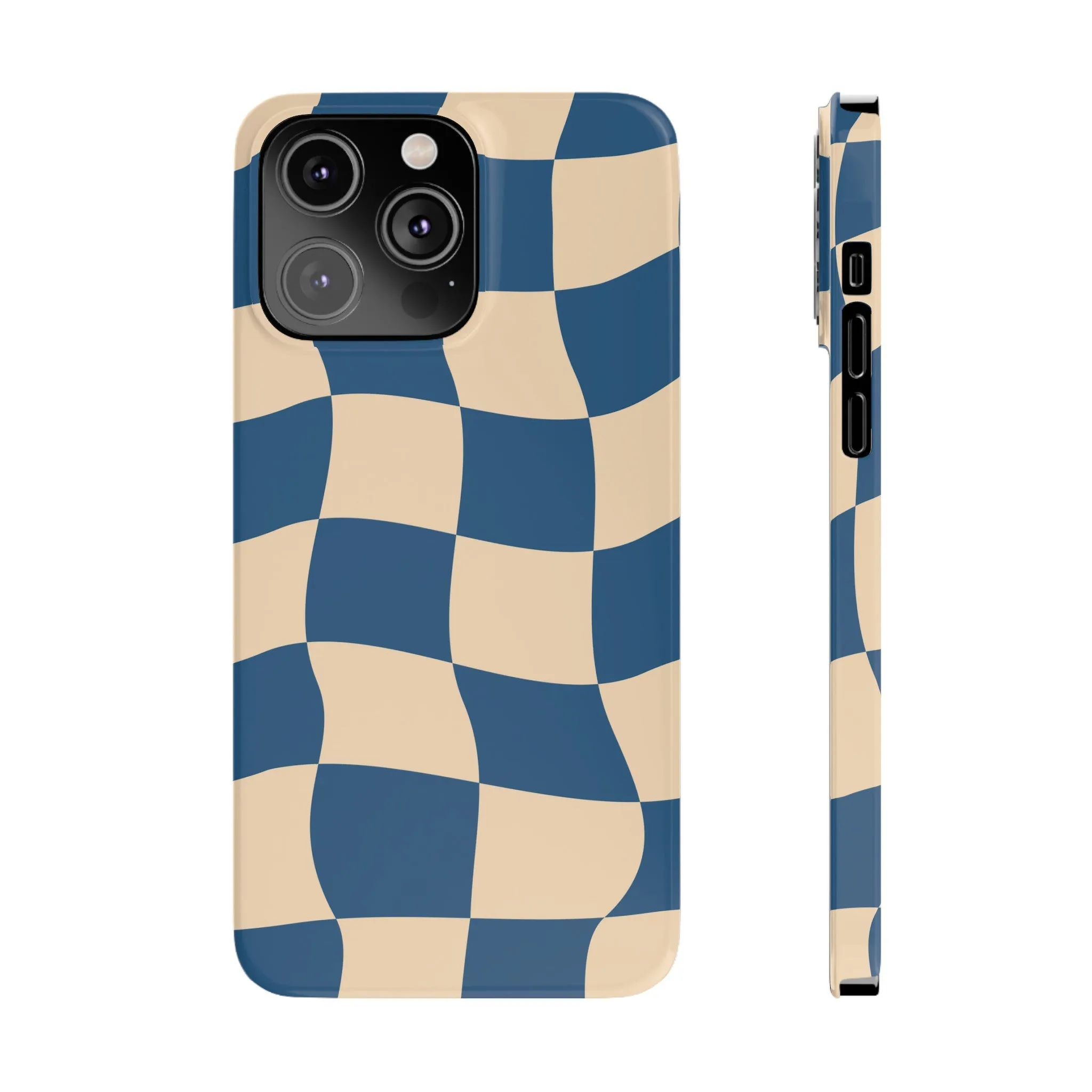 Blue & Cream Checker Iphone Case