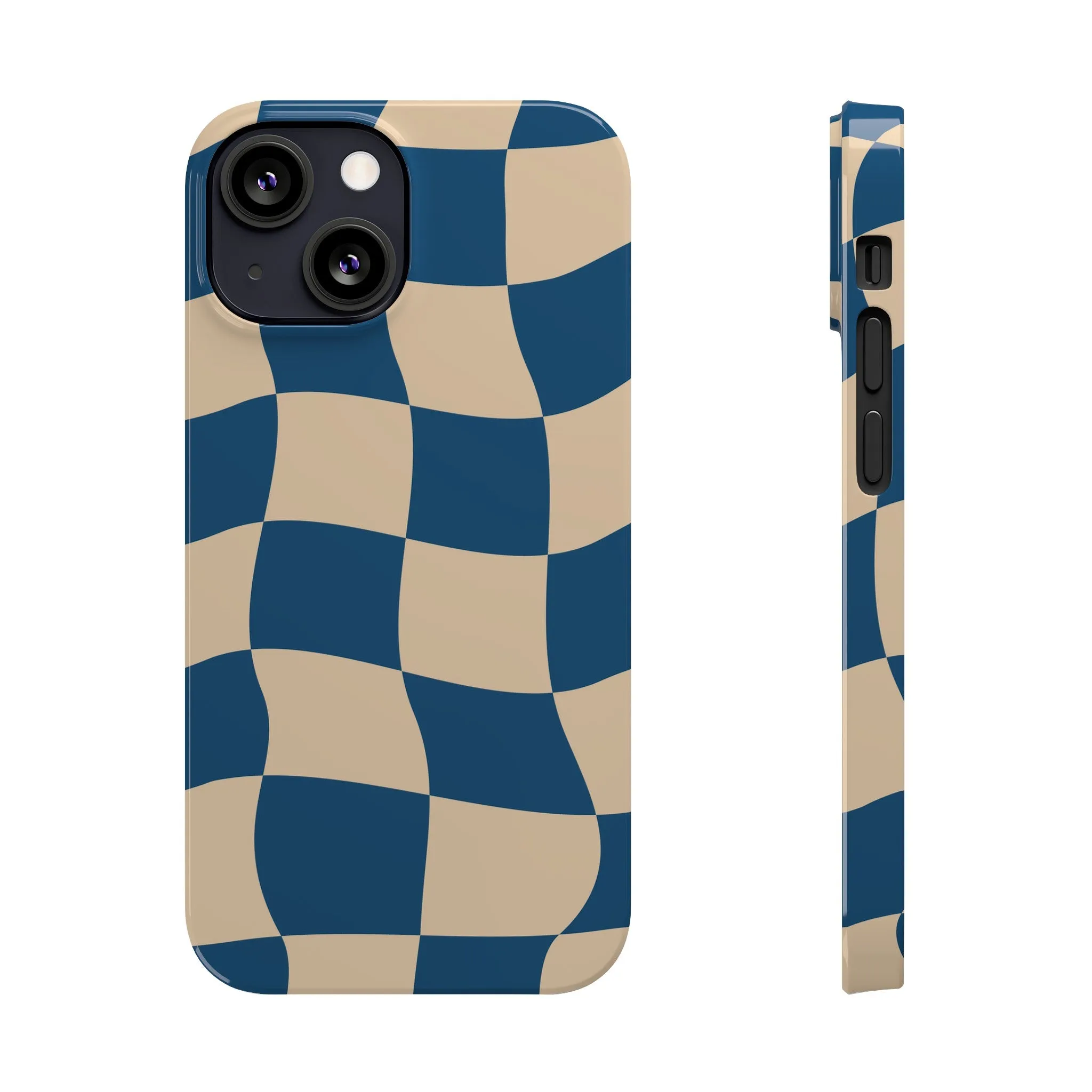 Blue & Cream Checker Iphone Case