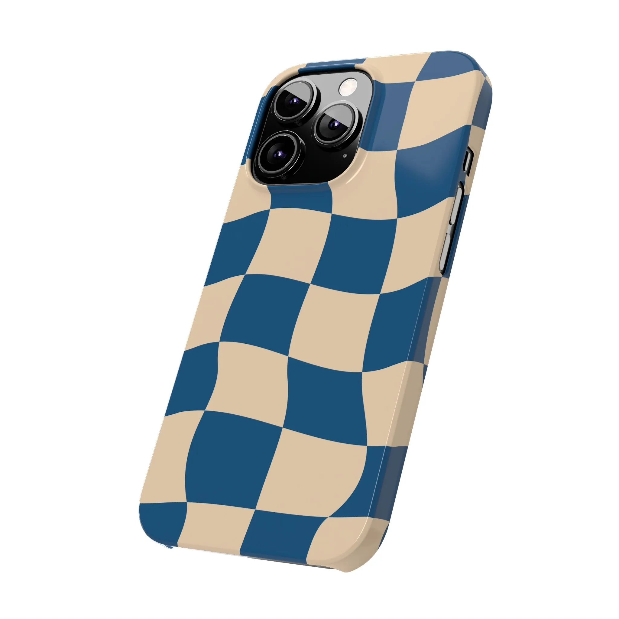 Blue & Cream Checker Iphone Case