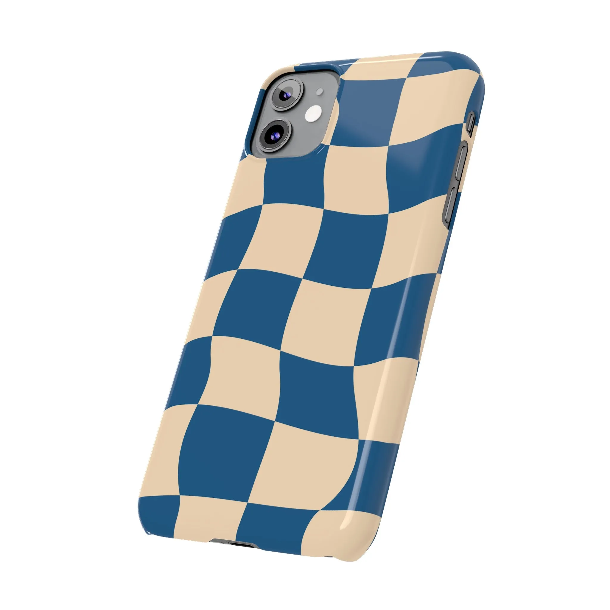 Blue & Cream Checker Iphone Case