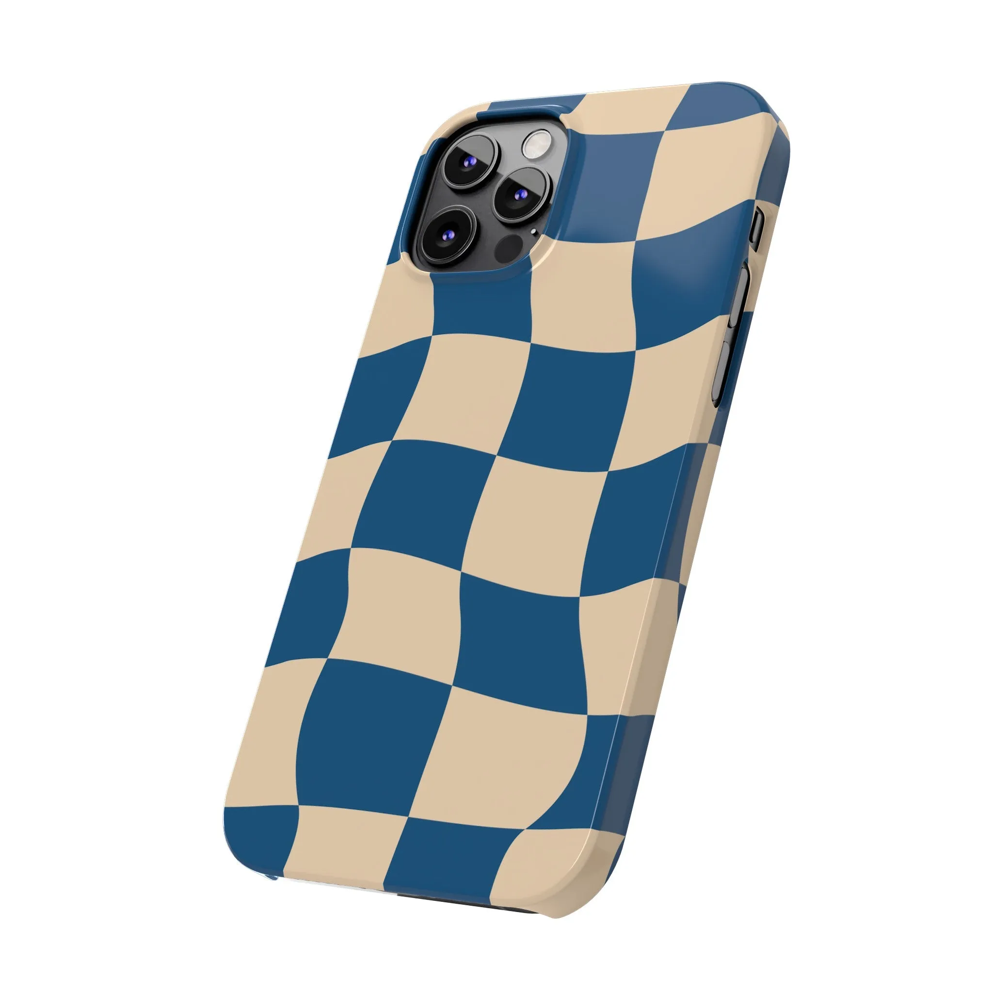 Blue & Cream Checker Iphone Case