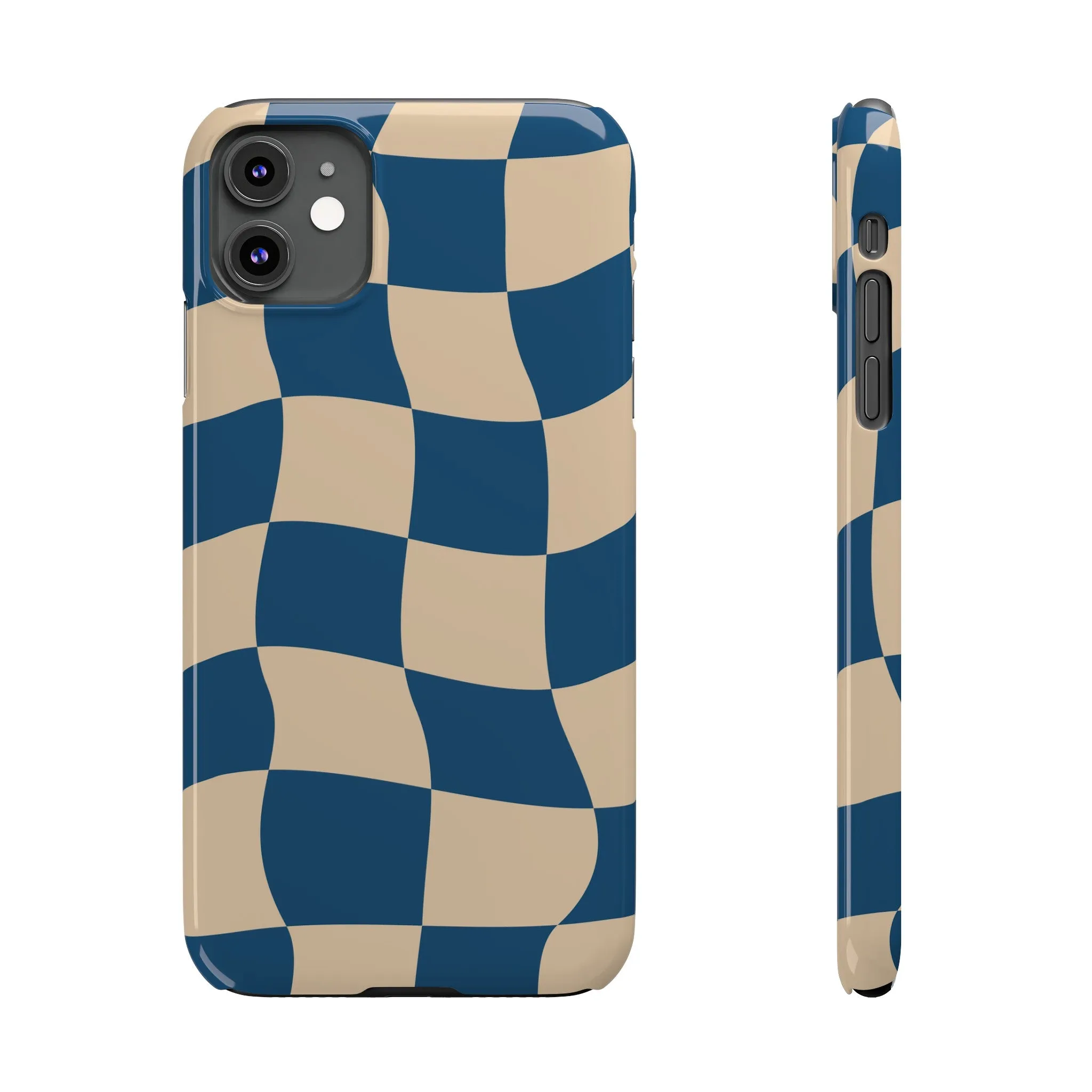 Blue & Cream Checker Iphone Case