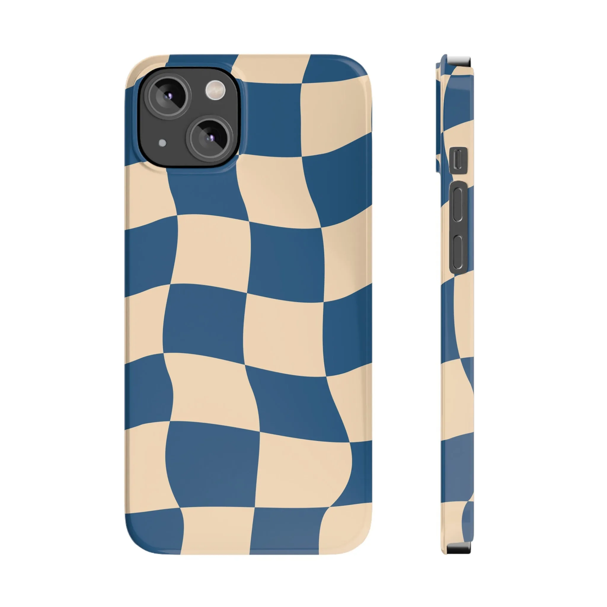 Blue & Cream Checker Iphone Case