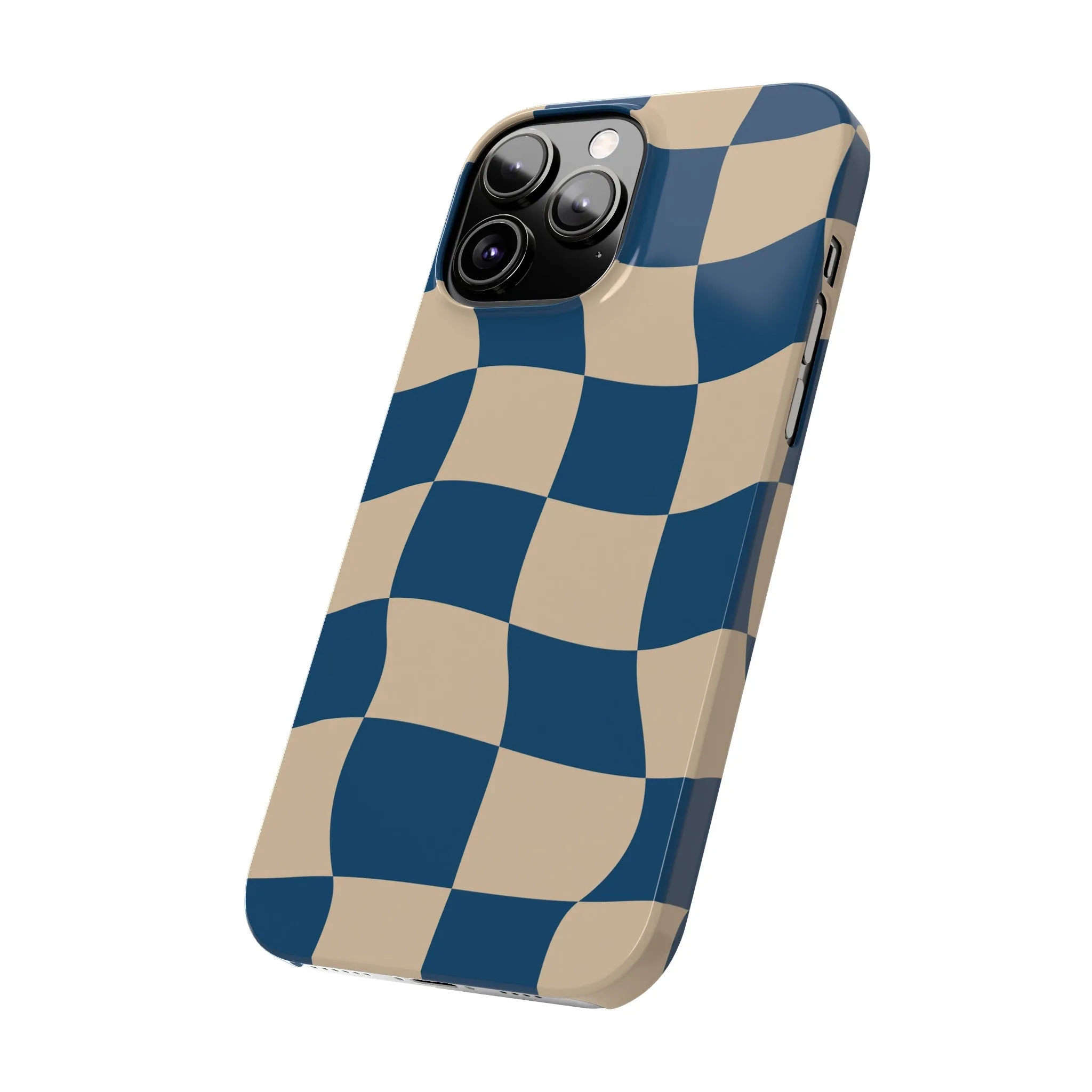 Blue & Cream Checker Iphone Case