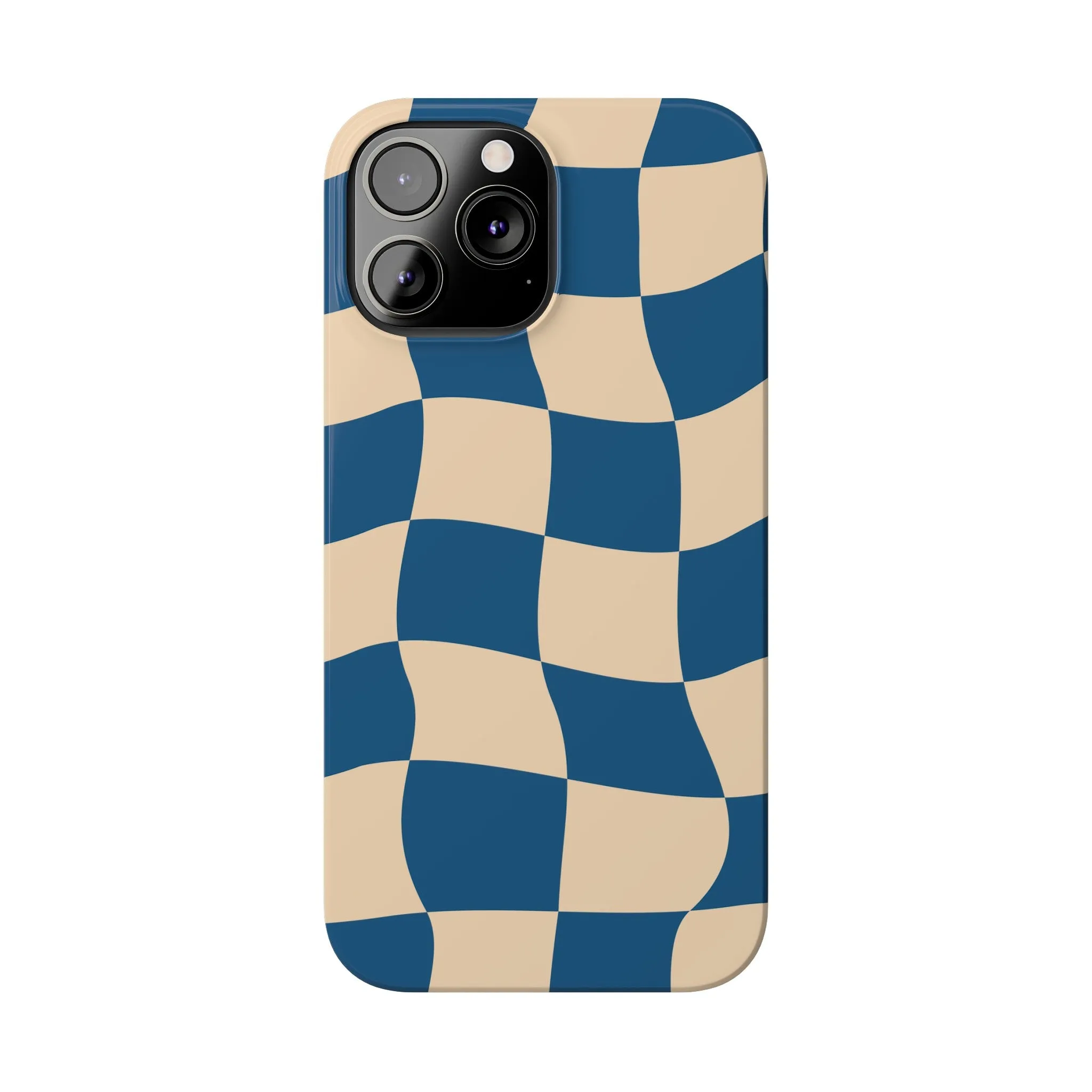 Blue & Cream Checker Iphone Case