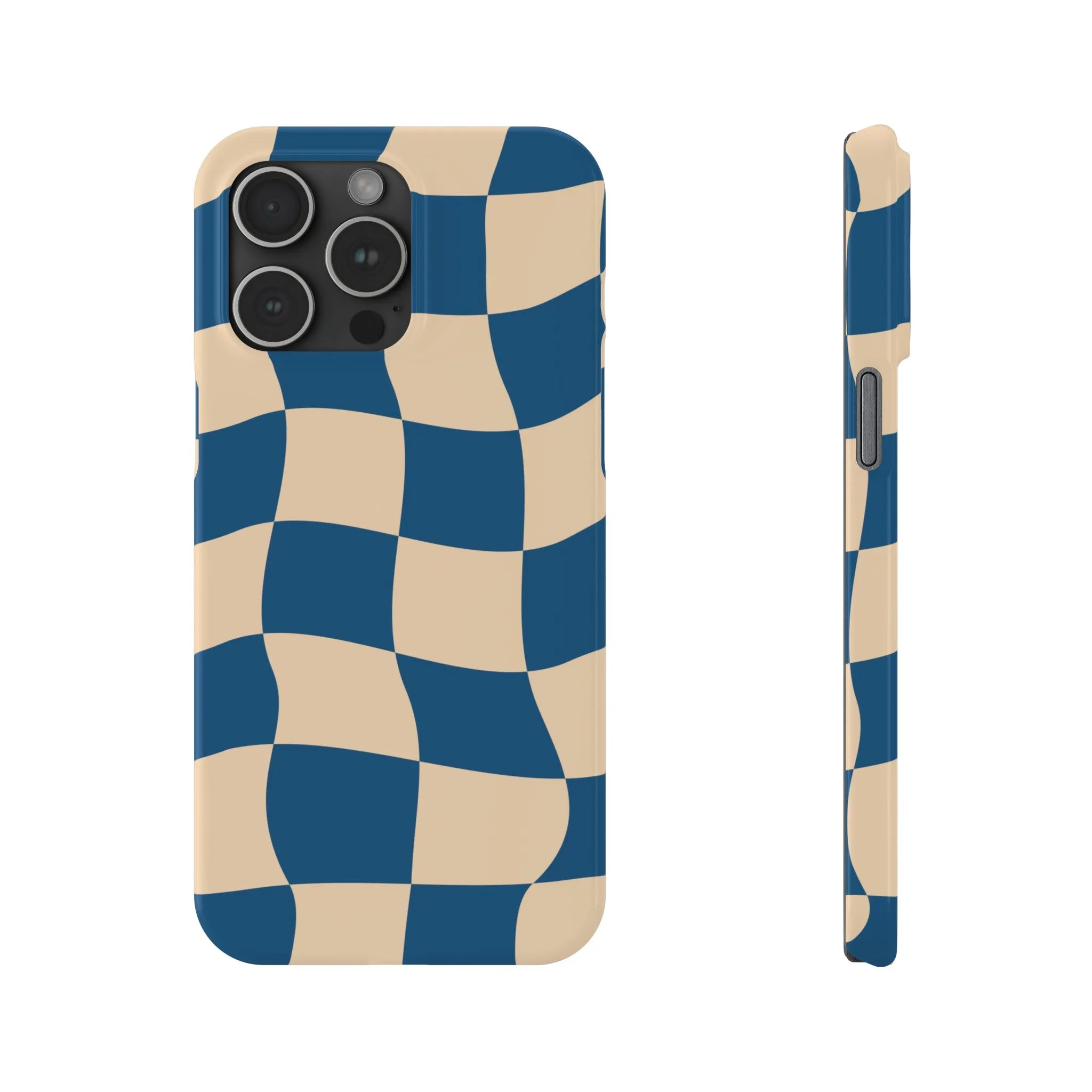 Blue & Cream Checker Iphone Case