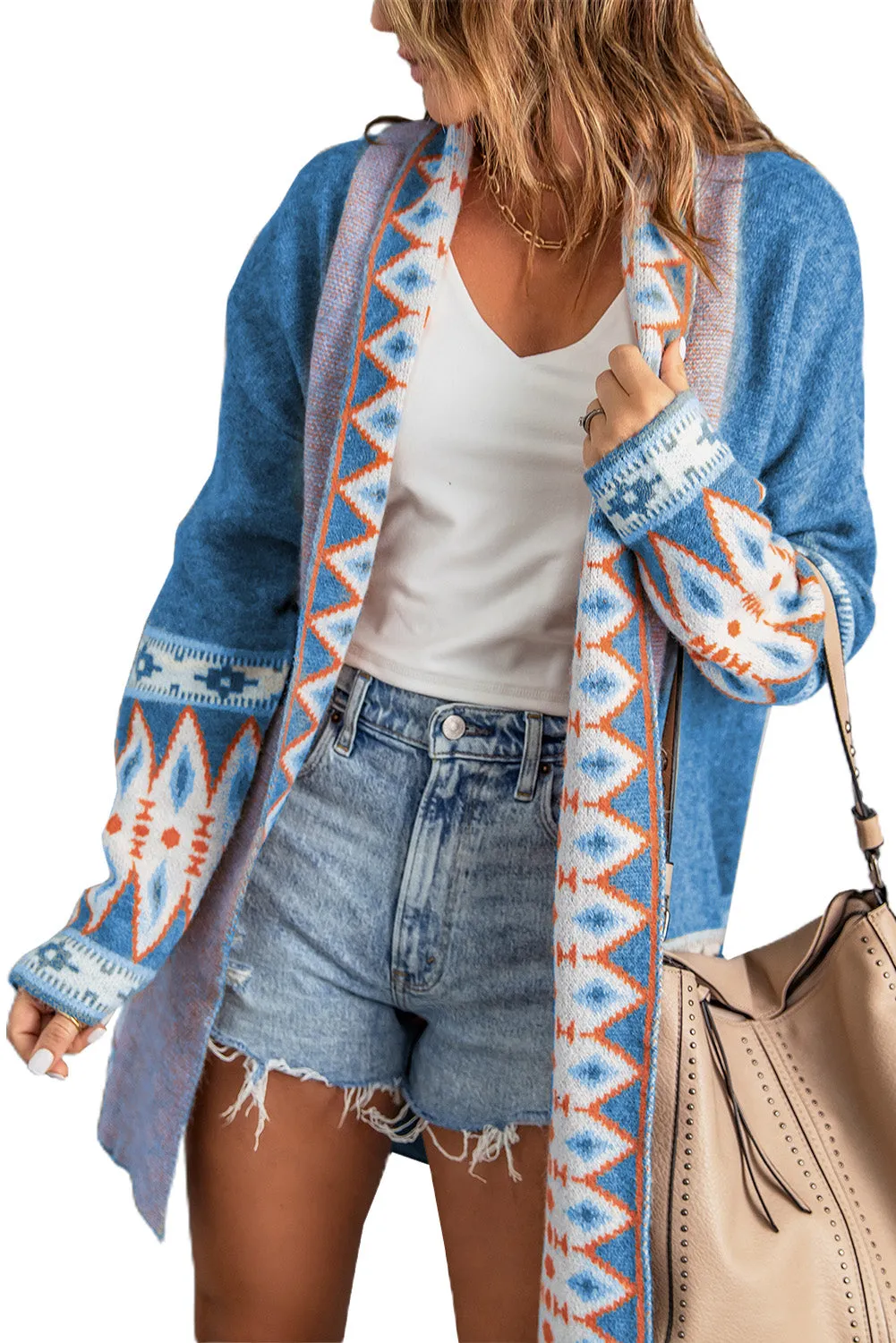 Blue Aztec Print Cardigan