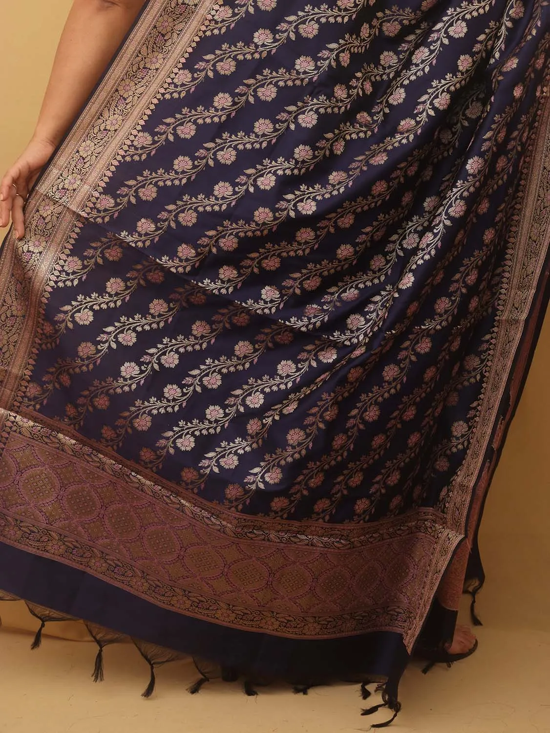 Blue Banarasi Silk Meenakari Dupatta