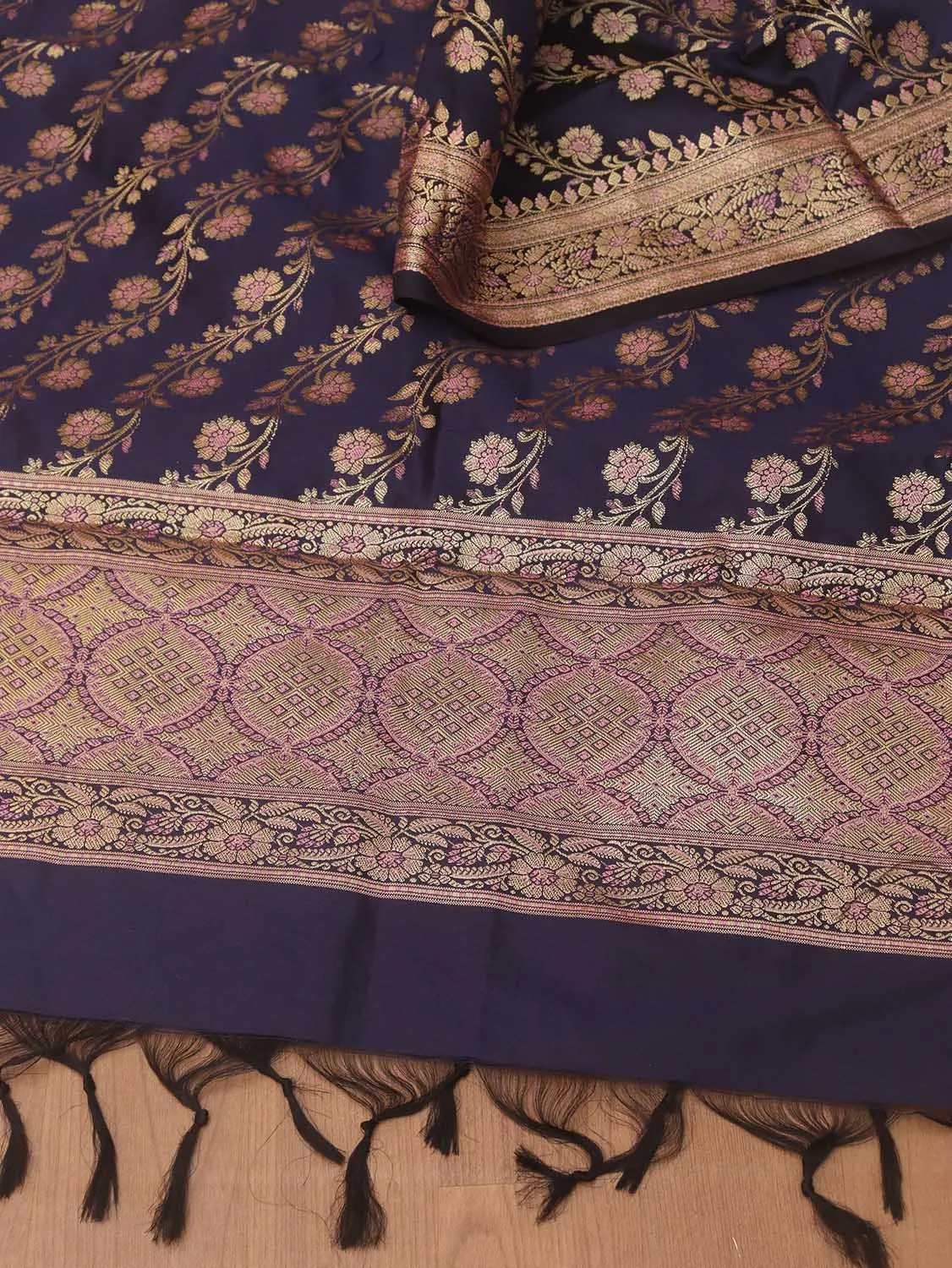 Blue Banarasi Silk Meenakari Dupatta