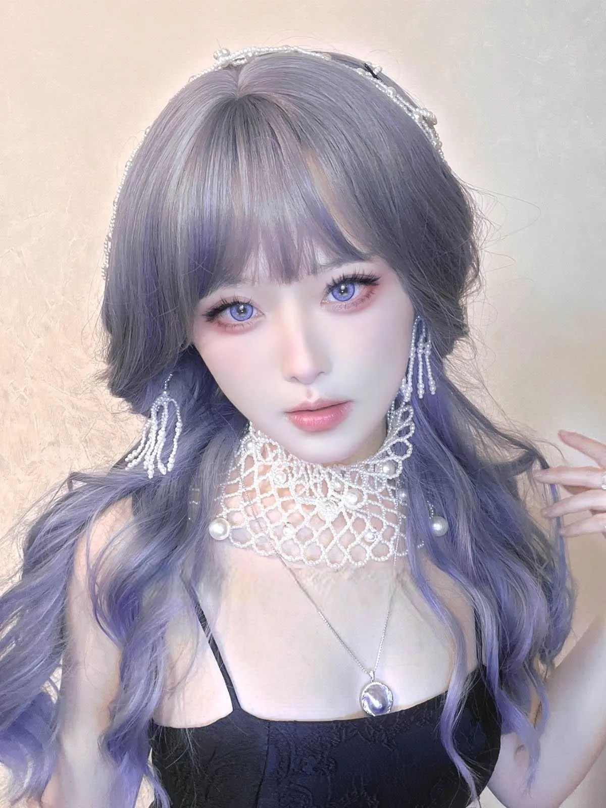 Blue gray gradient wig KF11182