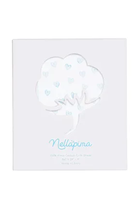 Blue Heart Print Crib Sheets