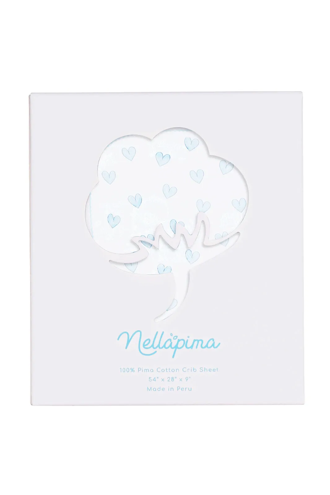 Blue Heart Print Crib Sheets