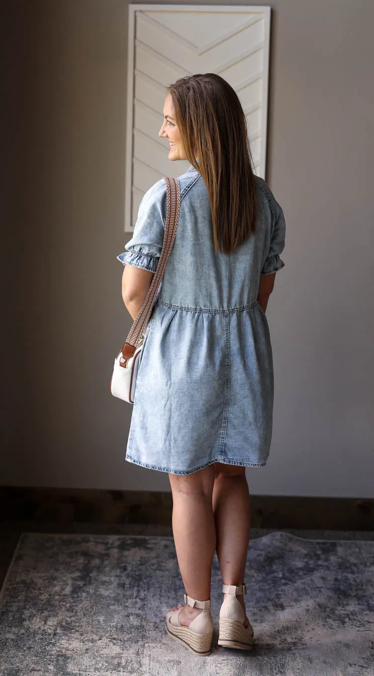 Blue Mineral Washed Denim Dress • XL