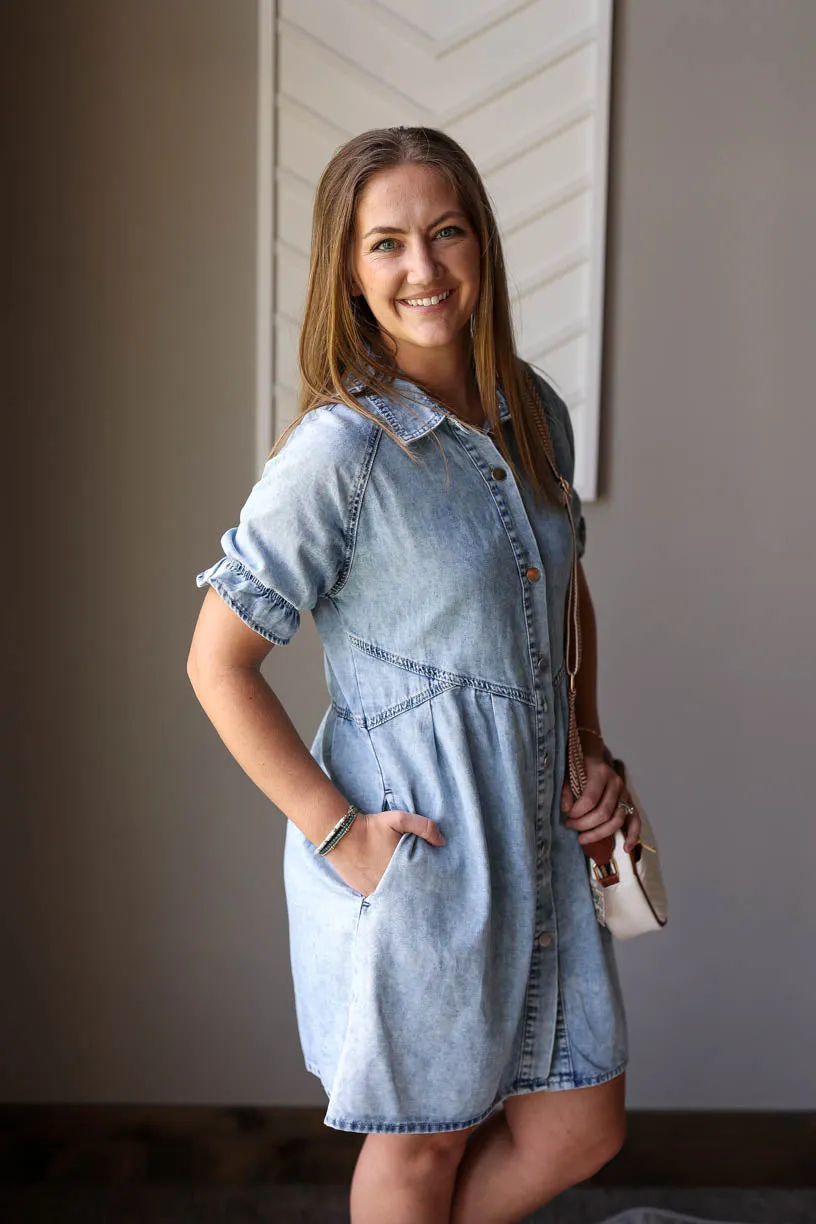 Blue Mineral Washed Denim Dress • XL