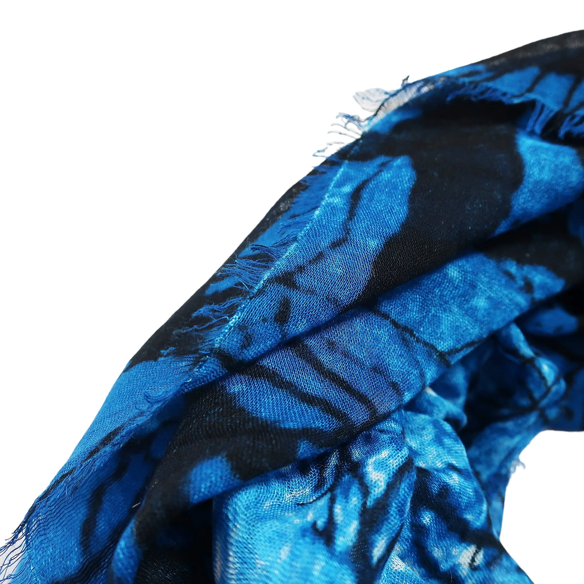 Blue Pacific Cashmere and Silk Sky and Tree Print Scarf in Cobalt Blue