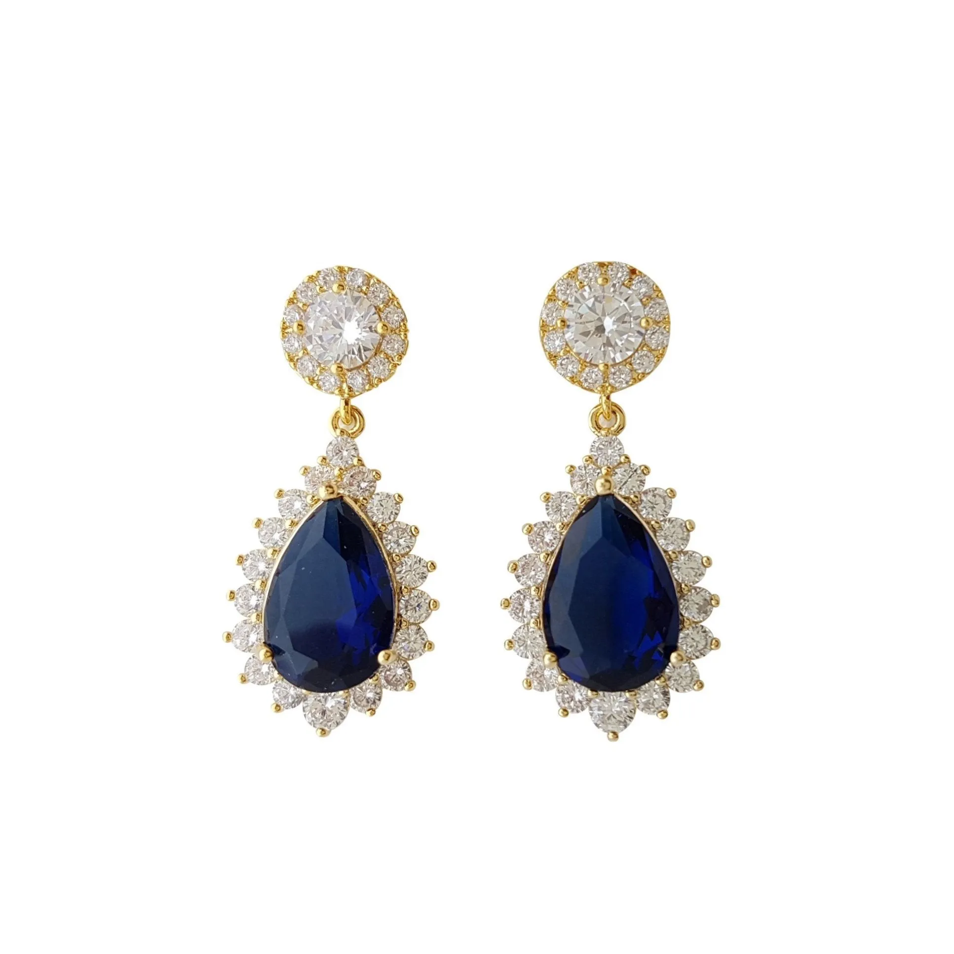 Blue Teardrop Earrings Rose Gold-Aoi