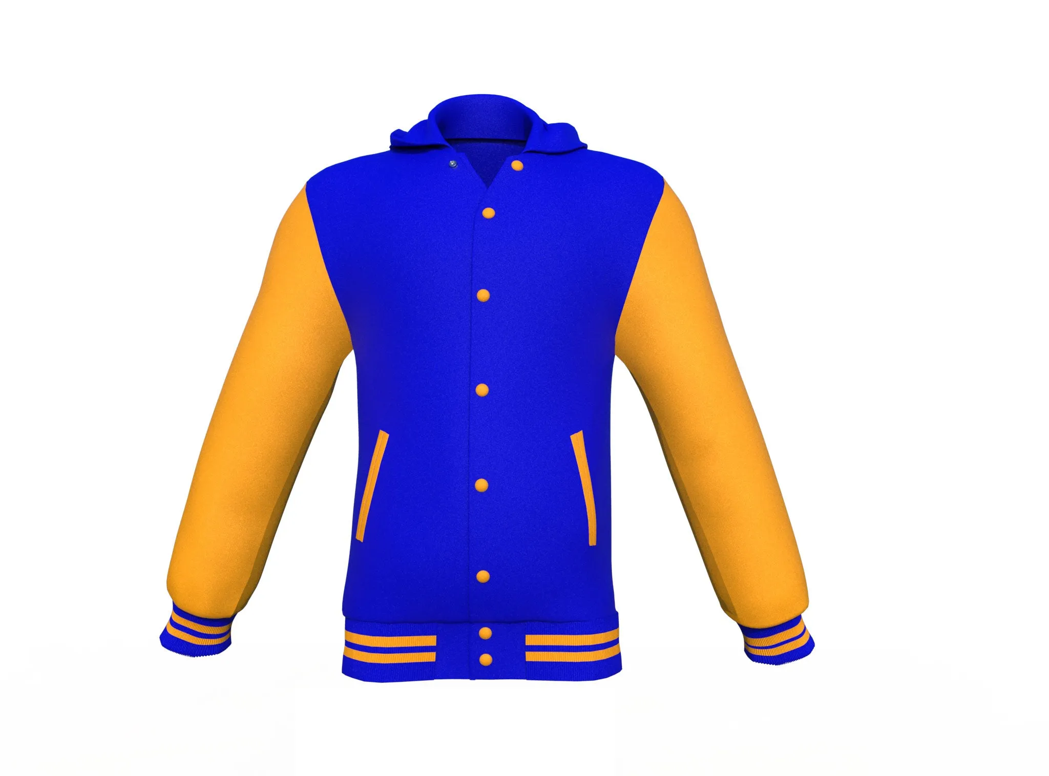 Blue Varsity Letterman Jacket with Gold Sleeves