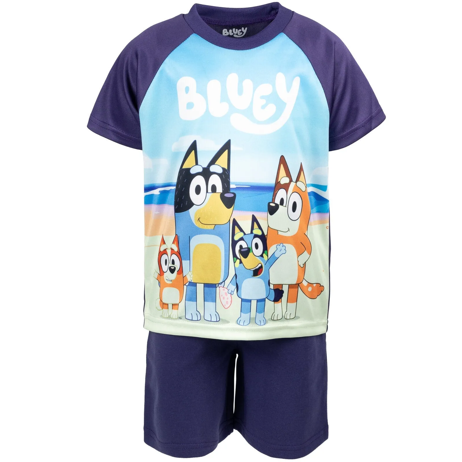 Bluey T-Shirt Tank Top and French Terry Shorts 3 Piece Outfit Set