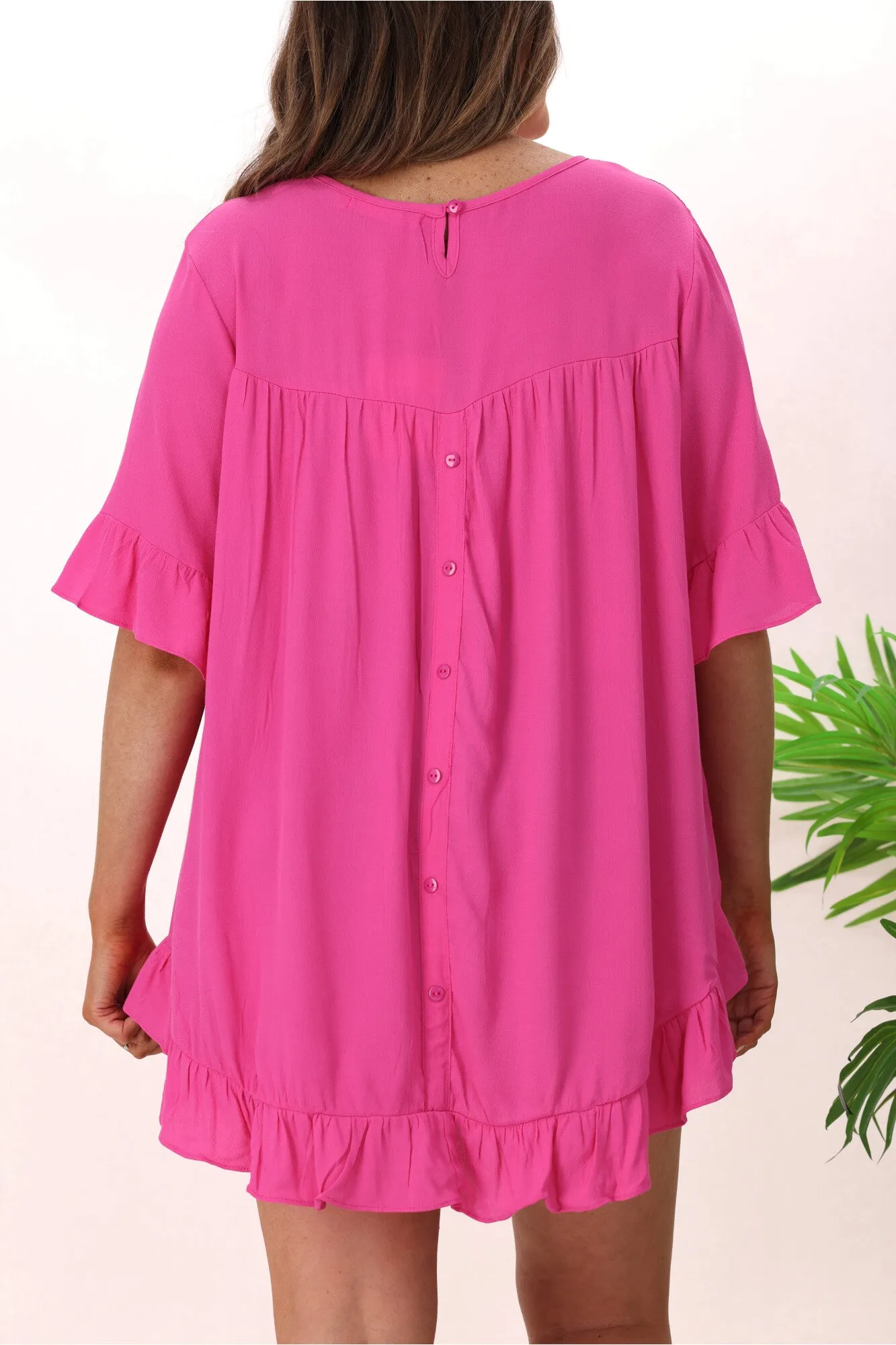 Boho Australia Cisco Frill Top Hot Pink