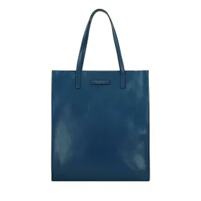 Borsa Donna Shopper Verticale THE BRIDGE in Pelle Blu Jeans linea Mirra