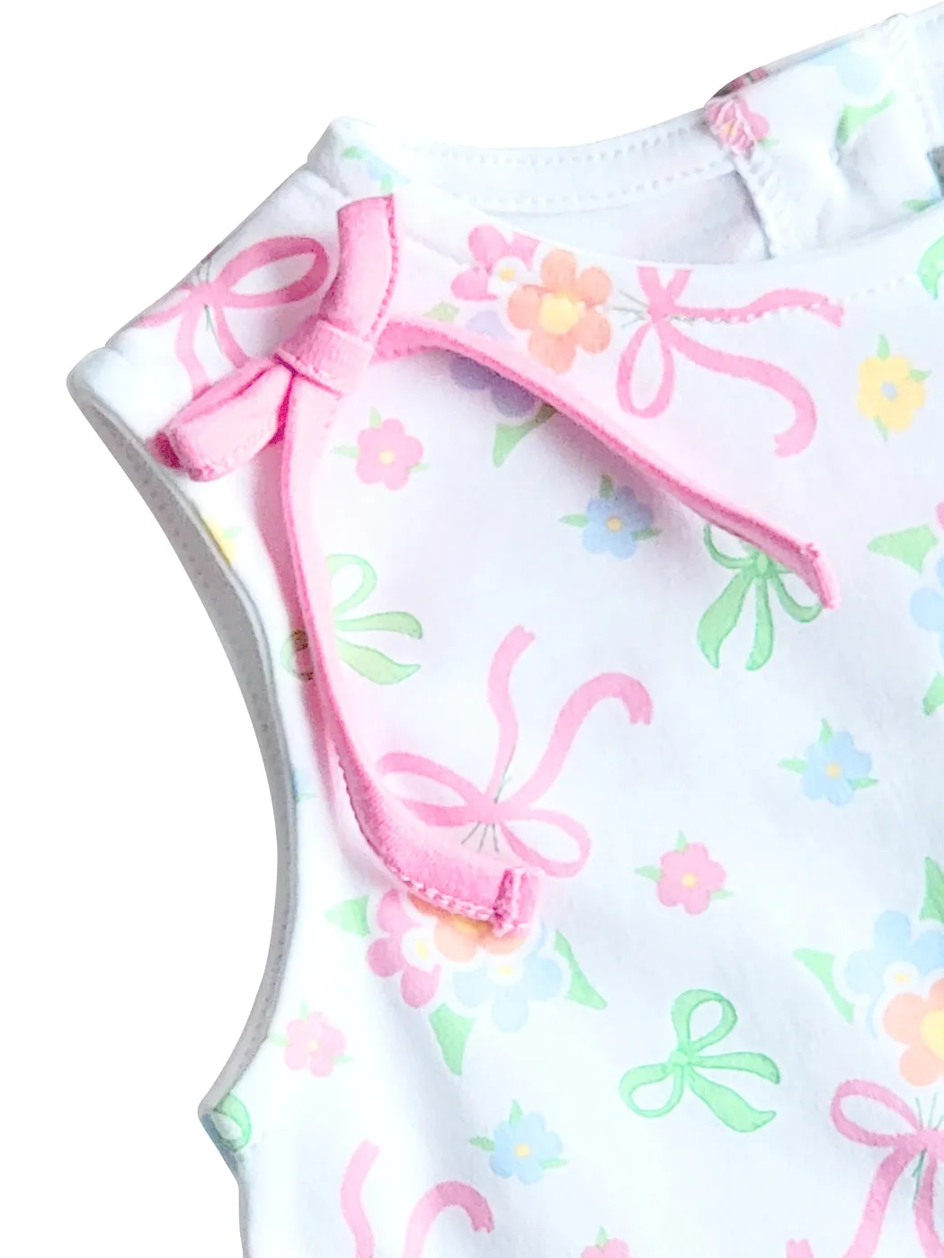 Bows and Flowers Baby Girl Popover Pima Cotton