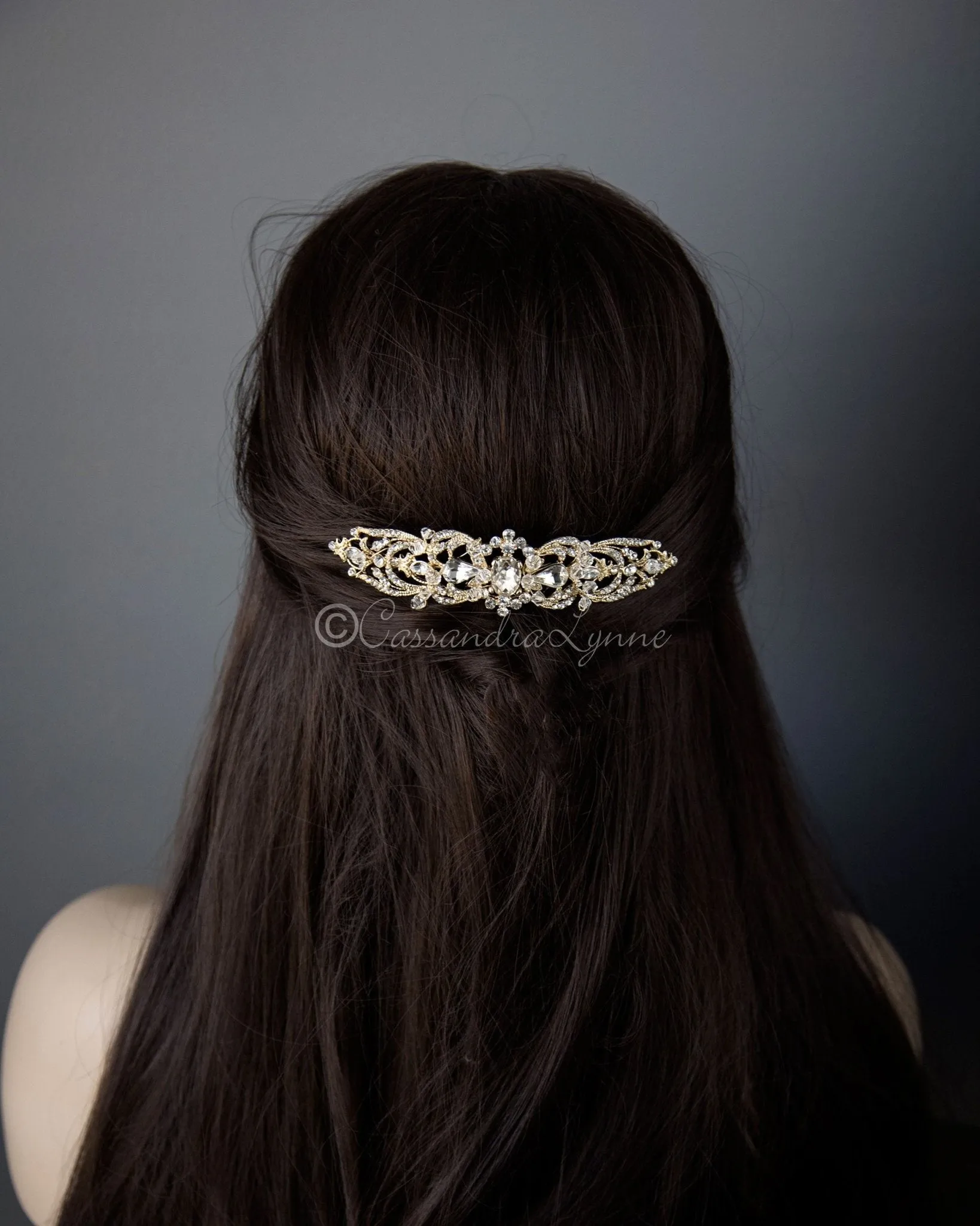 Bridal Hair Comb with Oval Jewel Center