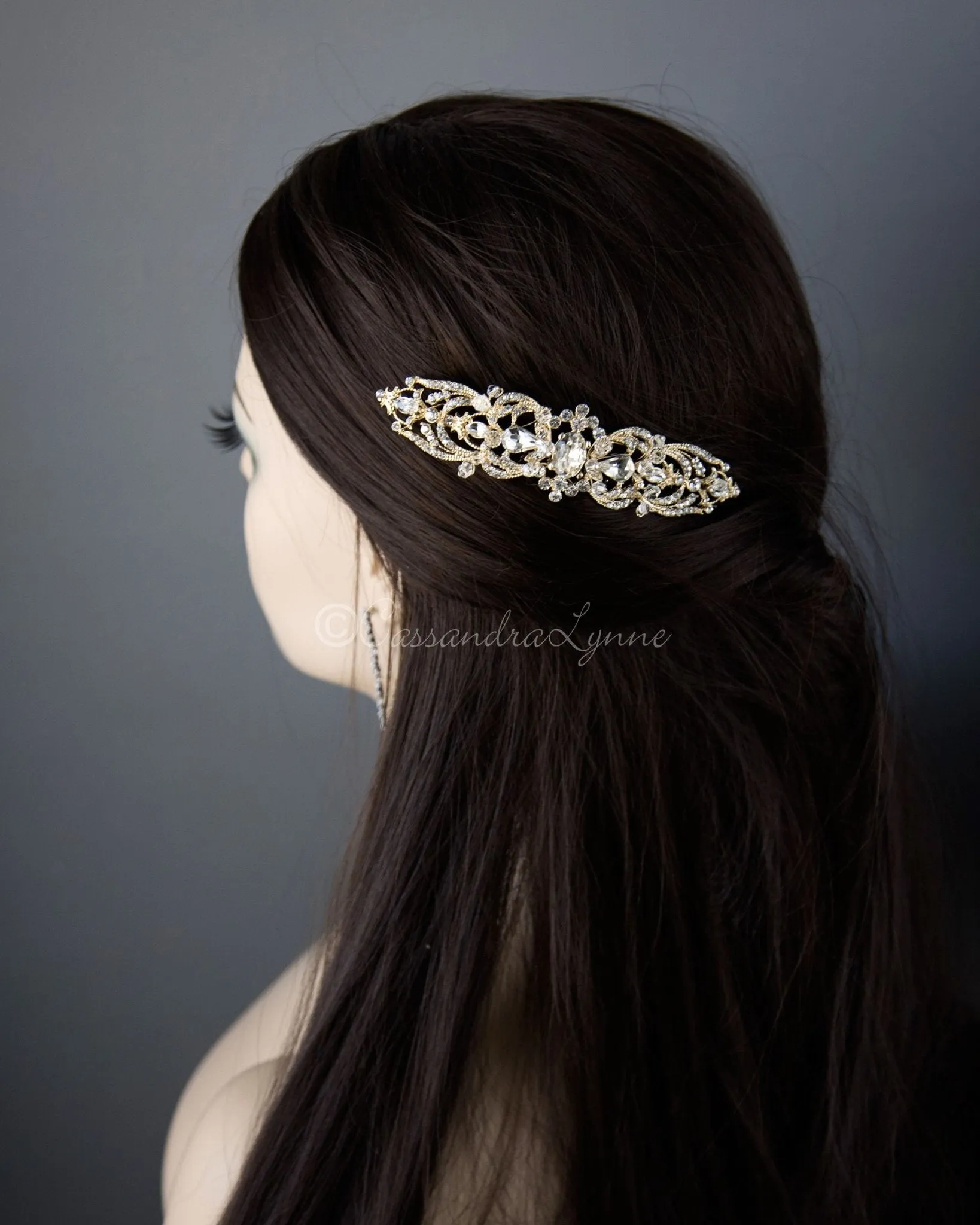 Bridal Hair Comb with Oval Jewel Center