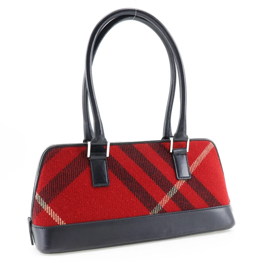 BURBERRY Handbag Canvas, Leather Red check Women Used Authentic