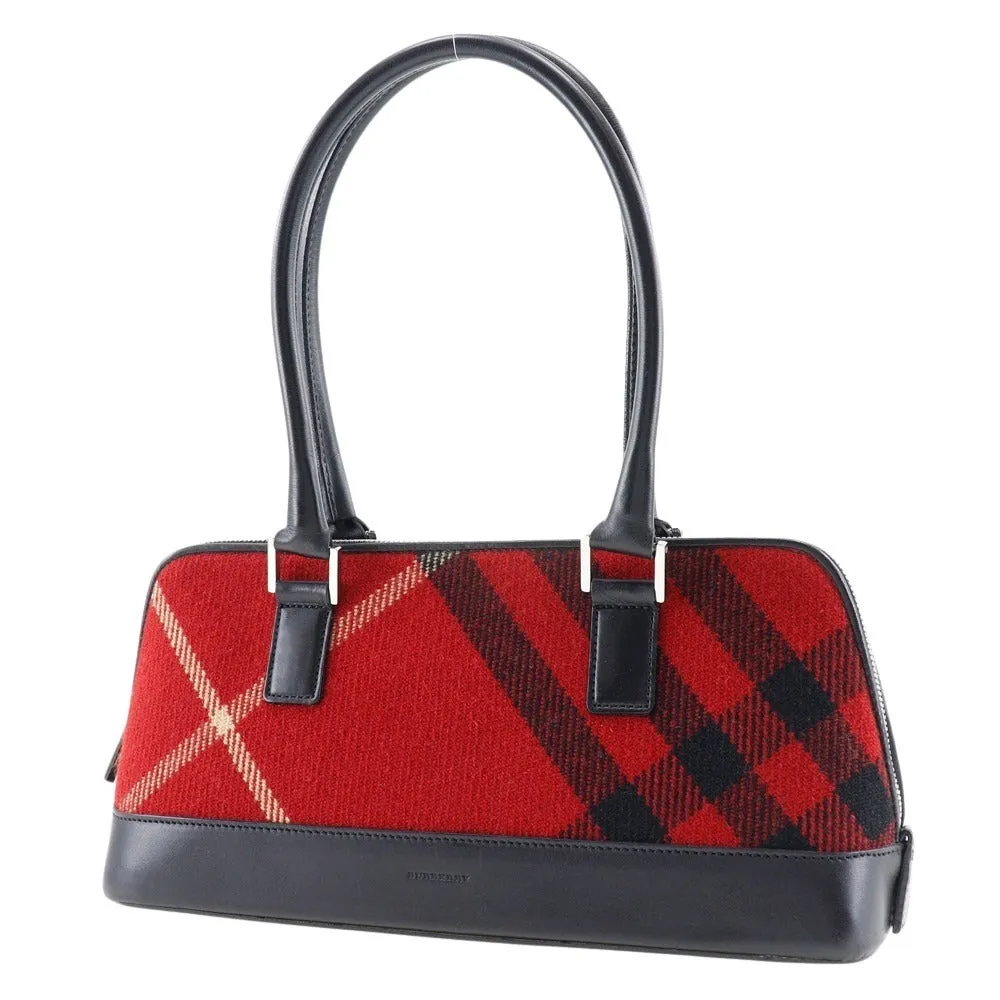 BURBERRY Handbag Canvas, Leather Red check Women Used Authentic