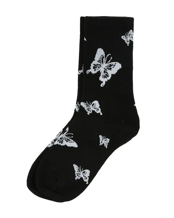 BUTTERFLY SOCKS - BLACK