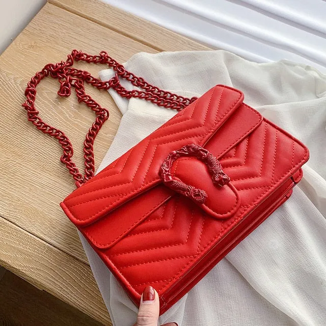 Candy color Fashion Brand Women Bag soft PU Leather Messenger Bag Designer Chain