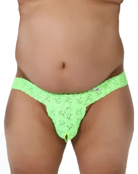 Candyman 99315x  Peek A Boo Lace Thongs Green