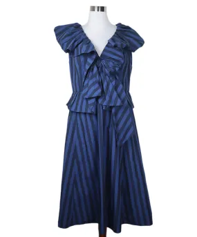 Carolina Herrera Blue & Black Striped Dress sz 12