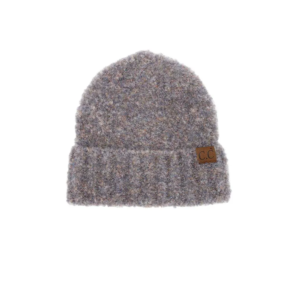 C.C Mixed Color Boucle Cuff Beanie