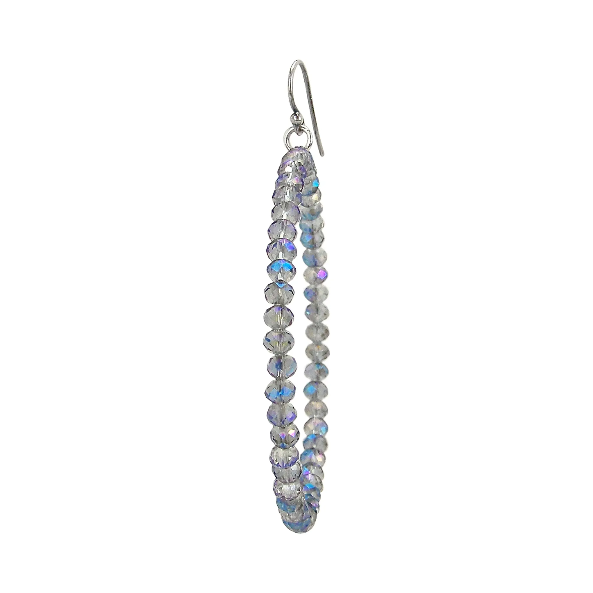 Chan Luu 2.25 Inch Silver Hoop Earrings in Allure Blue Crystals