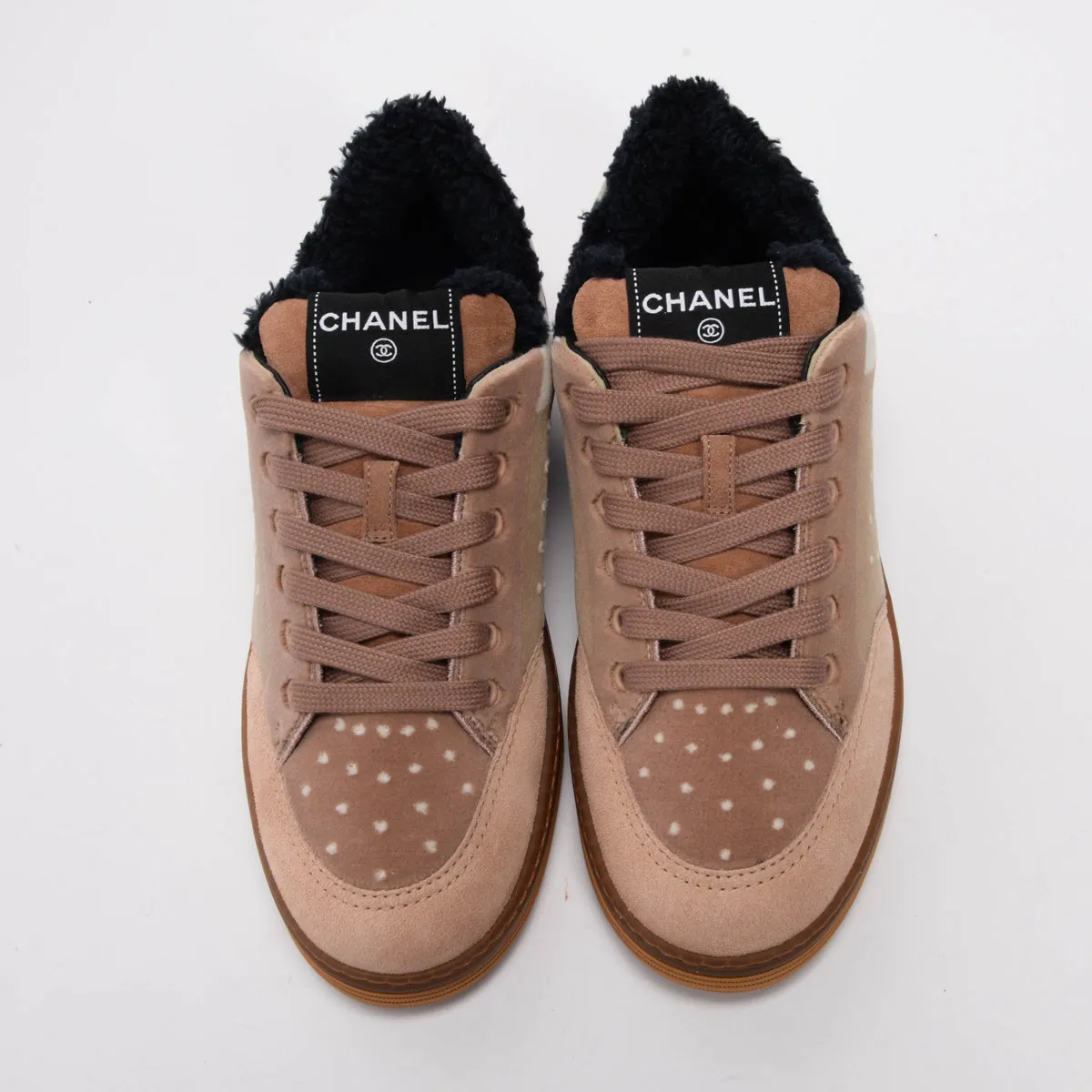 Chanel Beige Mixed Fibers Logo Sneakers 40