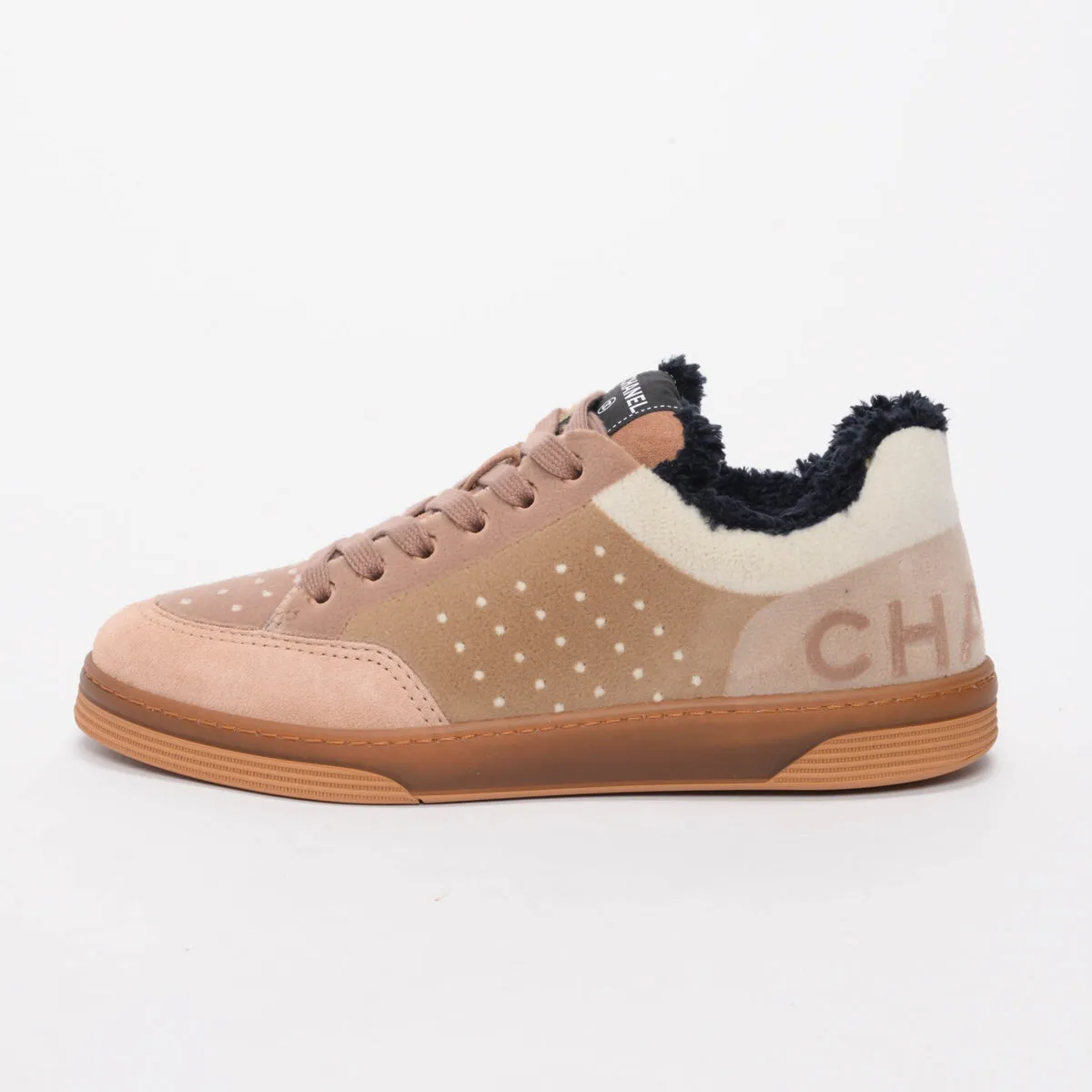 Chanel Beige Mixed Fibers Logo Sneakers 40