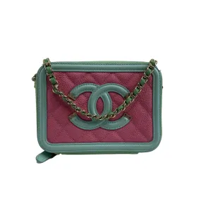 CHANEL - Mini CC Vanity Clutch Quilted Caviar - Green / Pink Crossbody