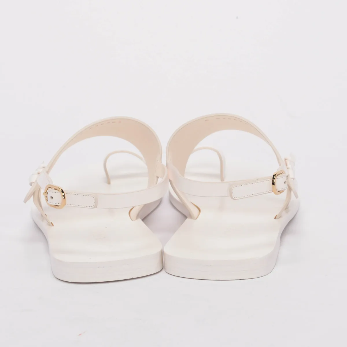 Chanel White & Gold Leather CC Strap Sandals 40