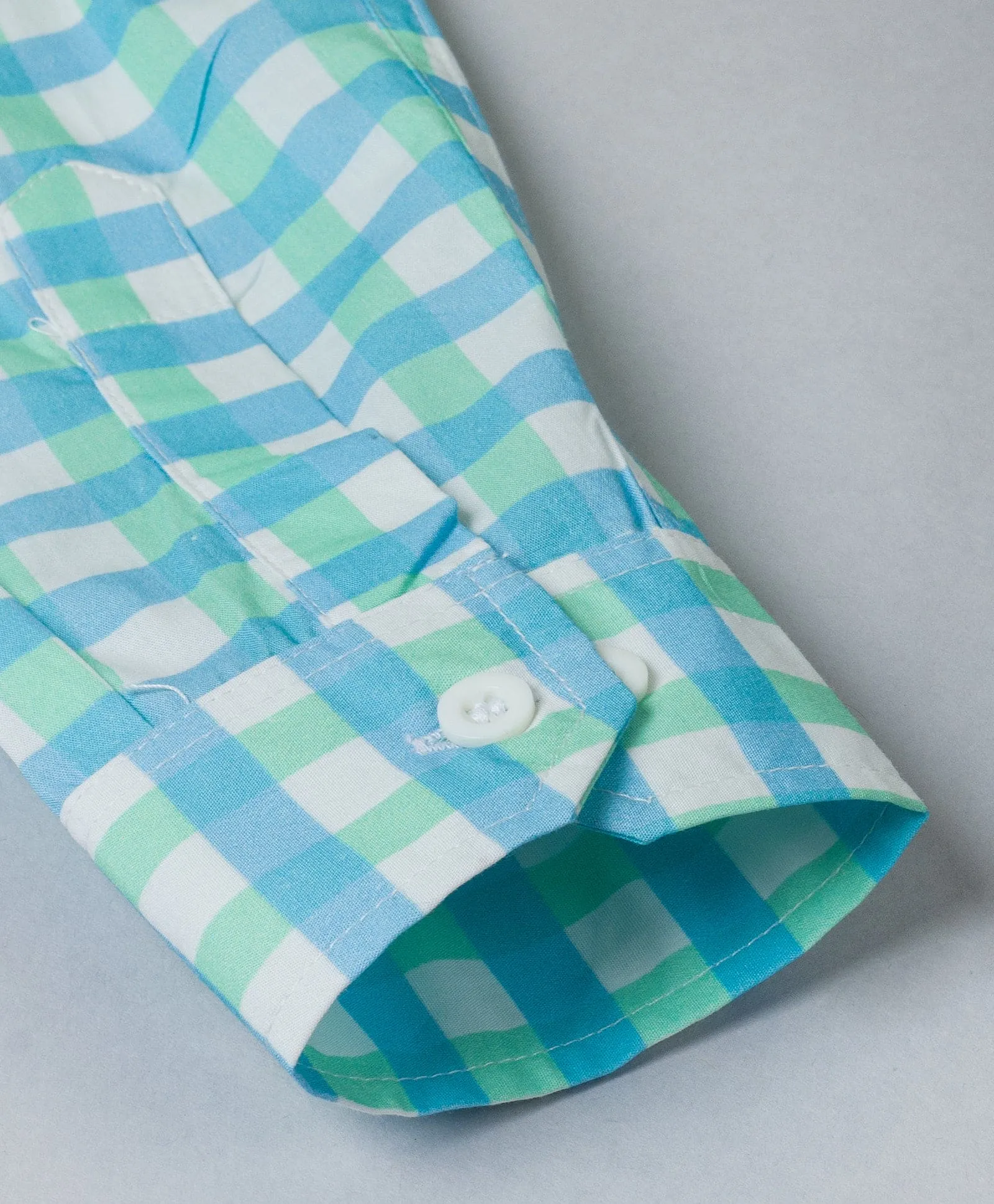 Check Print Shirt-Blue/ Green