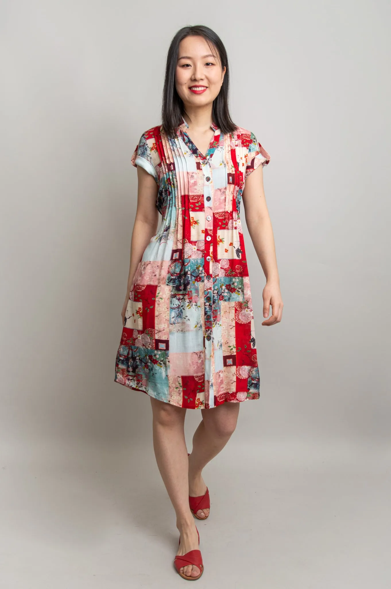 Chelsea Dress, Fuji Summer, Linen Bamboo - Final Sale