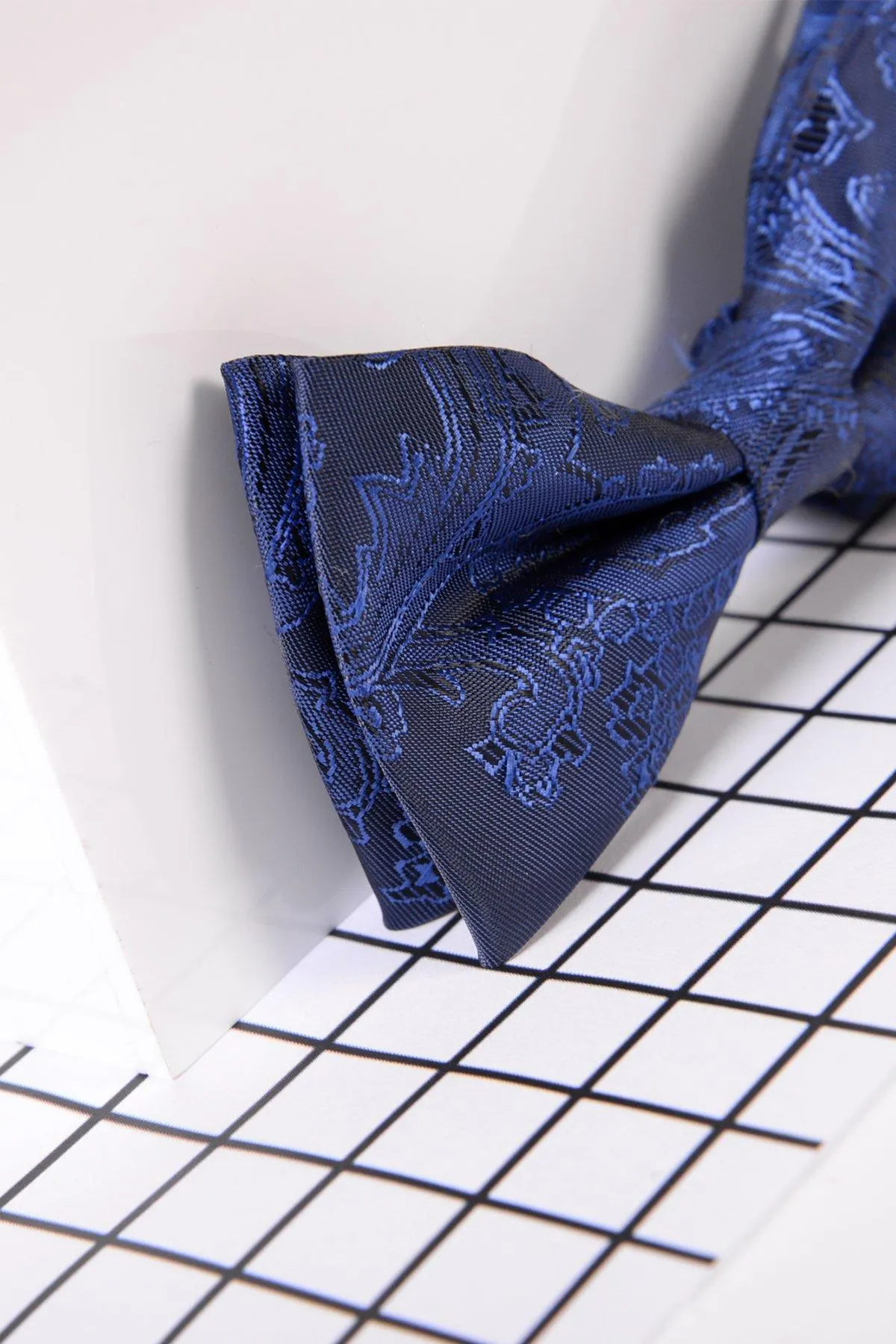 Children's Navy Paisley Print Bow Tie