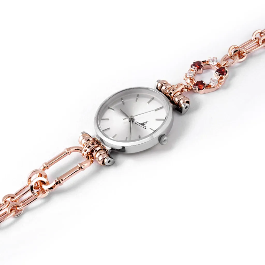 Classy Love Harbour Watch [Red gems/Pink gold]