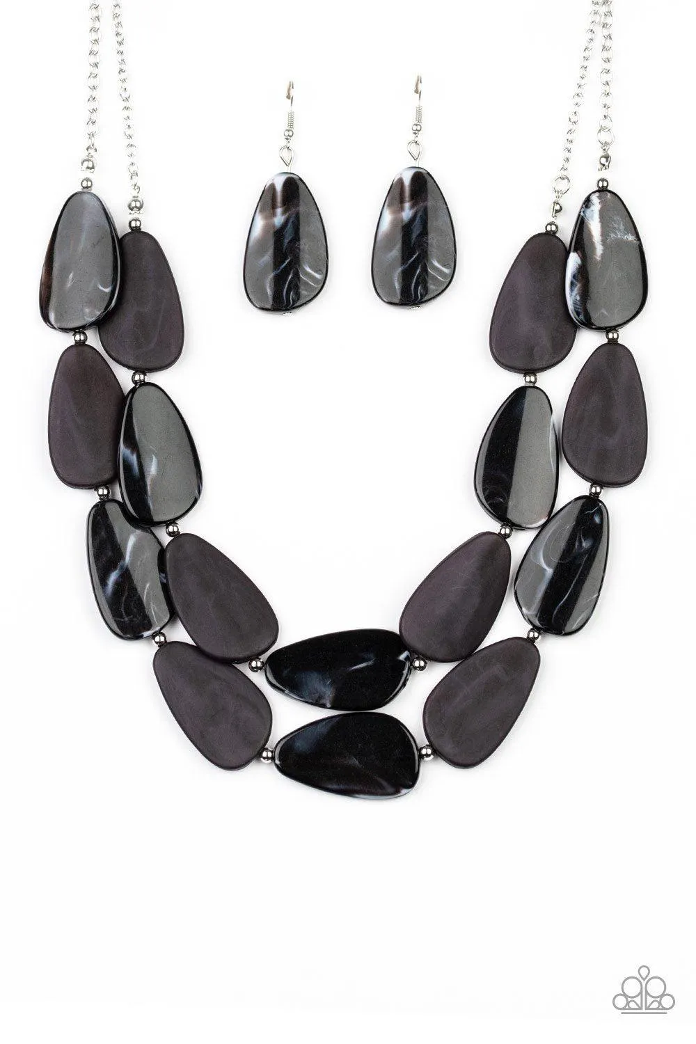 Colorfully Calming Black Faux-Marble Necklace - Paparazzi Accessories