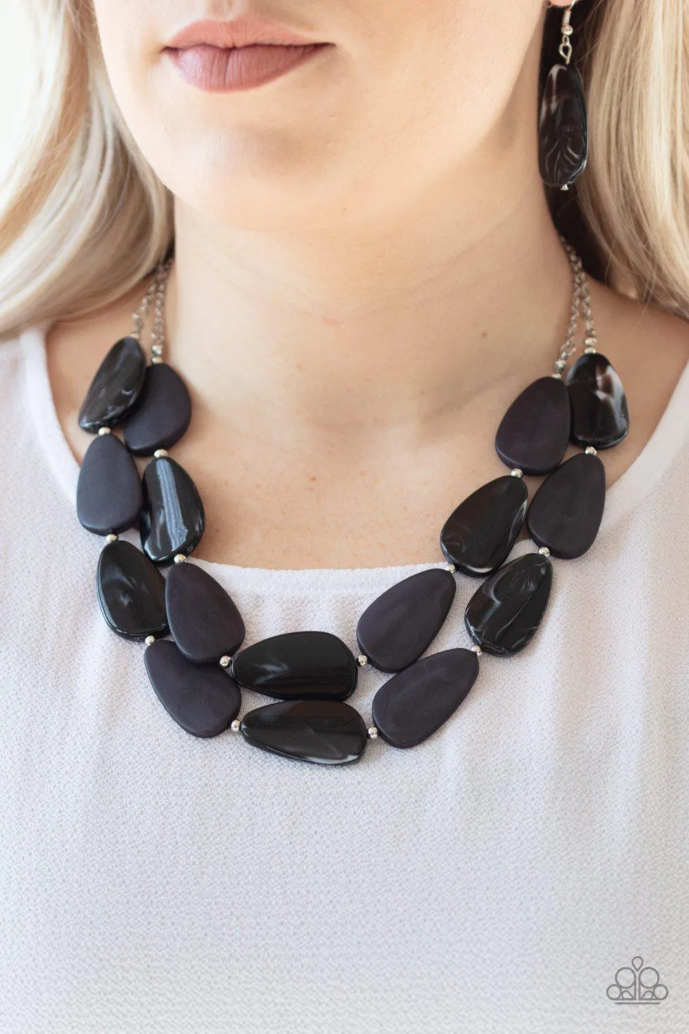 Colorfully Calming Black Faux-Marble Necklace - Paparazzi Accessories