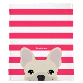 Cream French Bulldog on Hot Pink Stripes | Frenchie Blanket