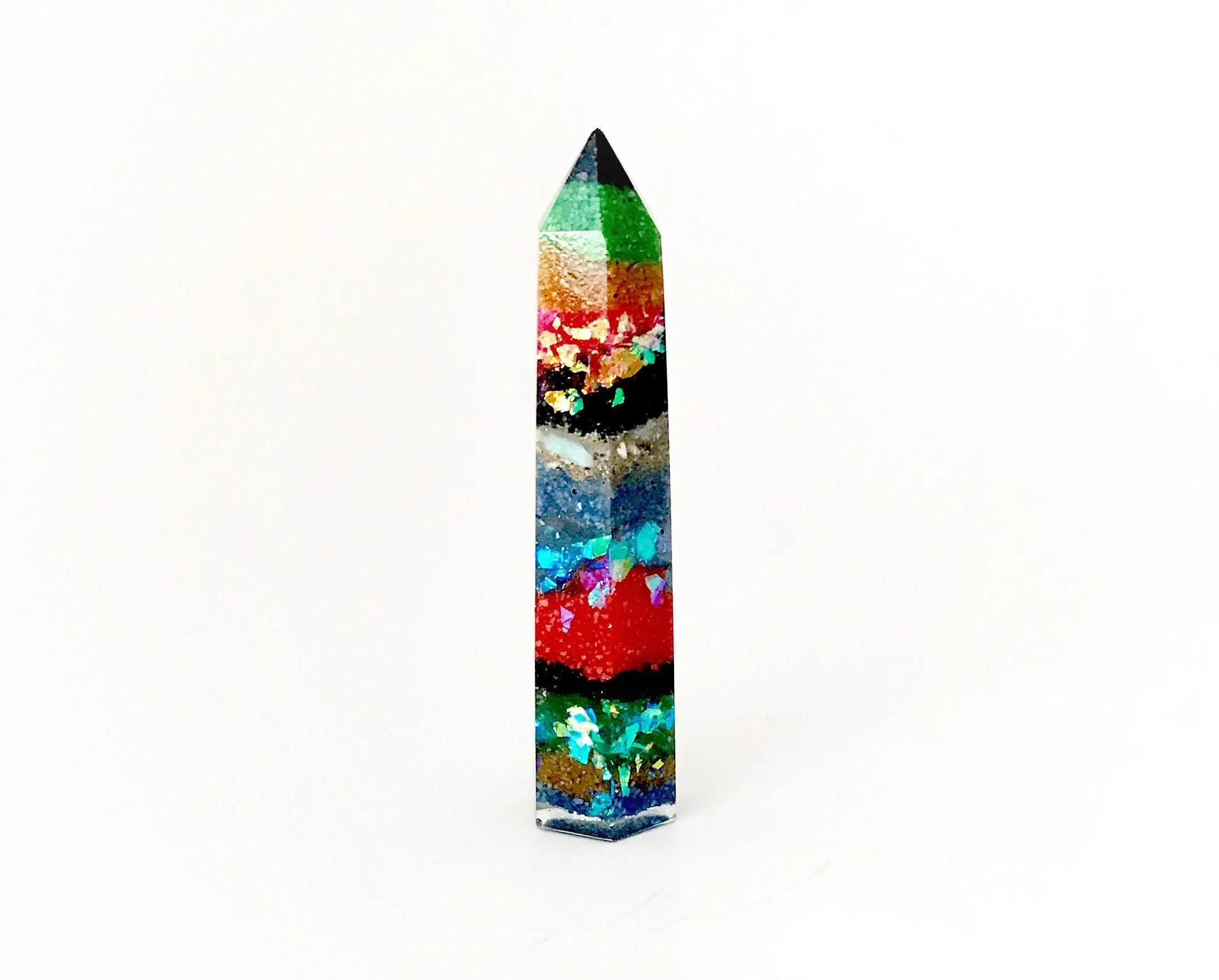 Crystal Resin Obelisk Wand with Cremains