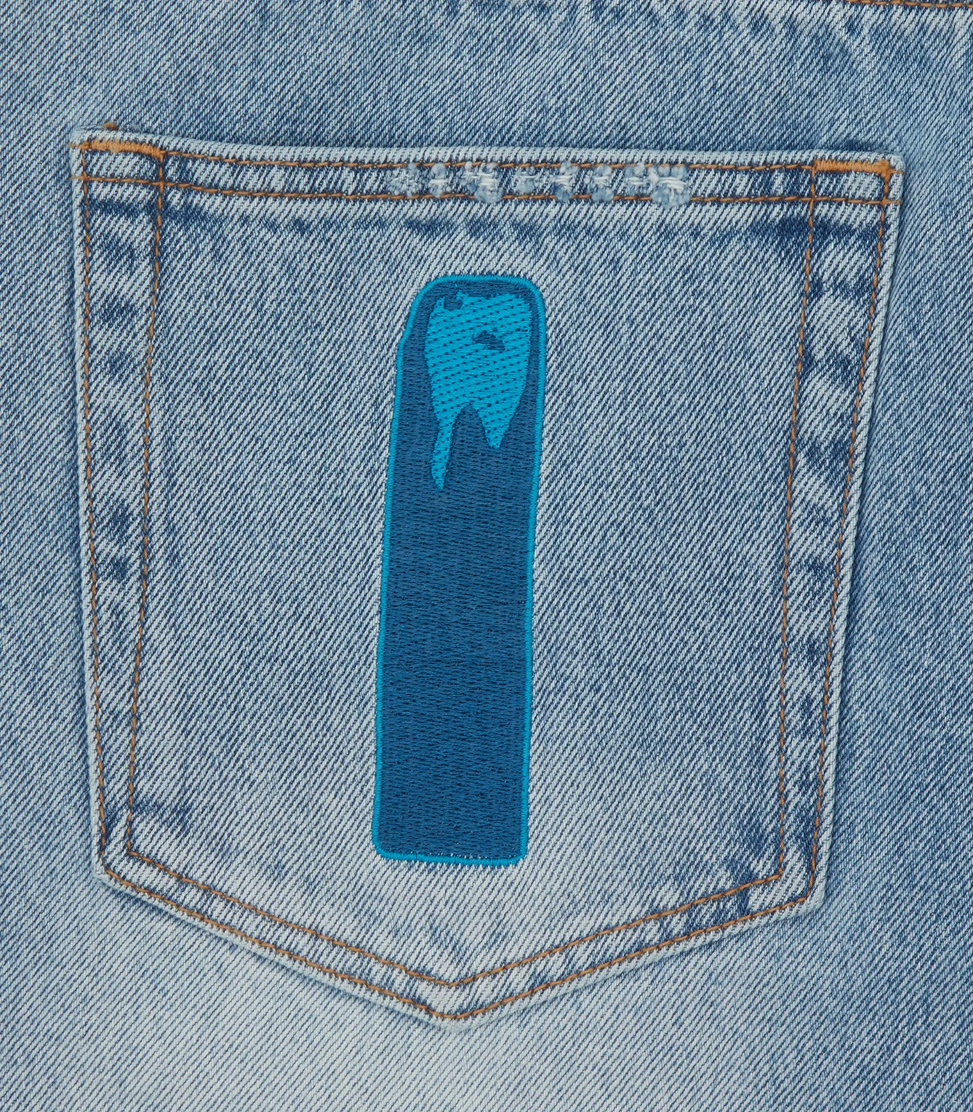 CRYSTAL RUNNING DOG DENIM PANTS - LIGHT BLUE