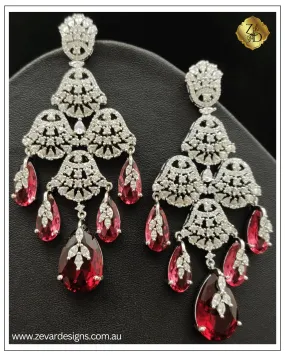 Designer Crystal AD Earrings - Crystal Ruby